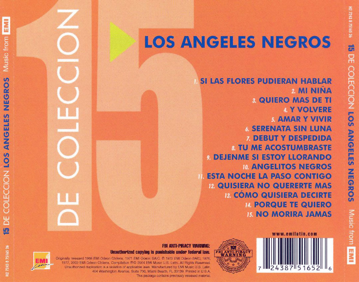 Cartula Trasera de Los Angeles Negros - 15 De Coleccion