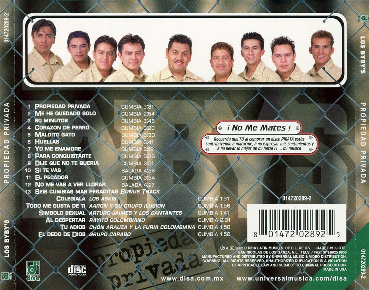 Cartula Trasera de Los Bybys - Propiedad Privada