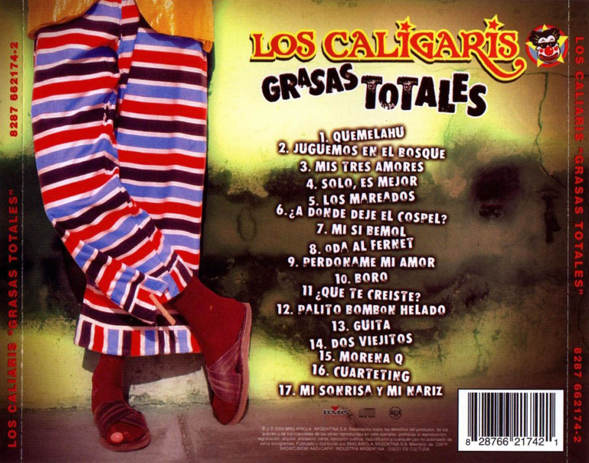 Cartula Trasera de Los Caligaris - Grasas Totales
