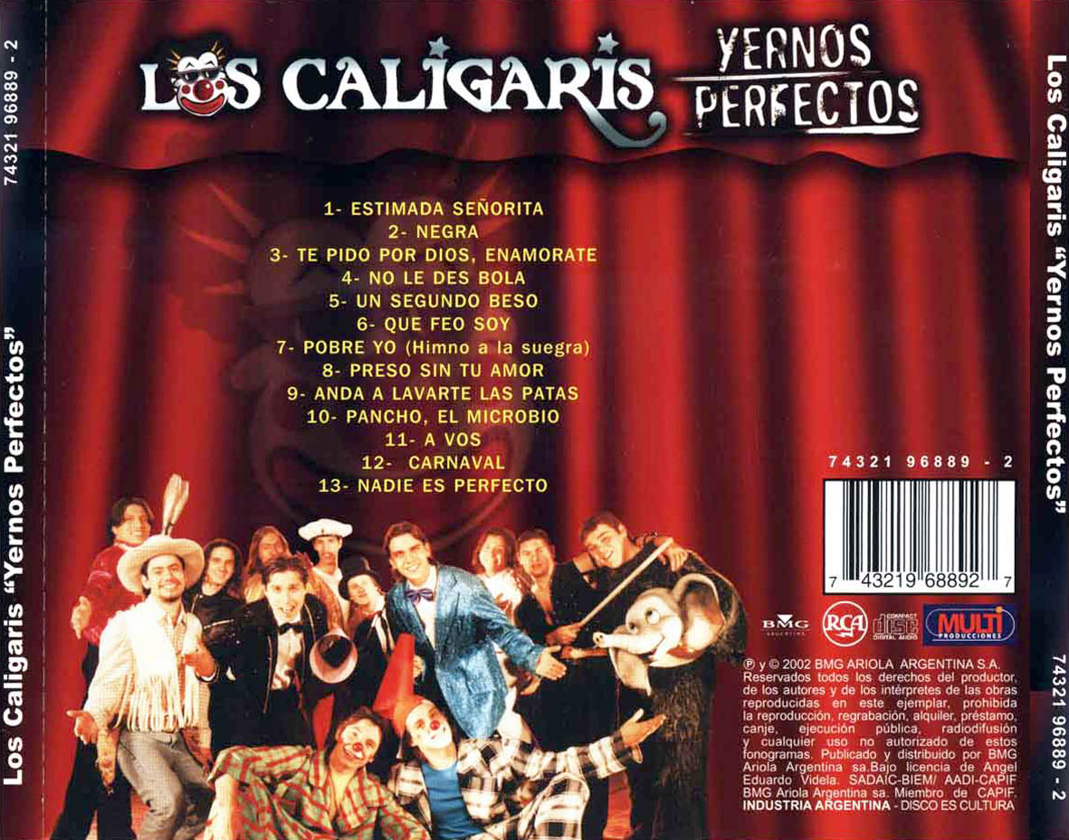 Cartula Trasera de Los Caligaris - Yernos Perfectos