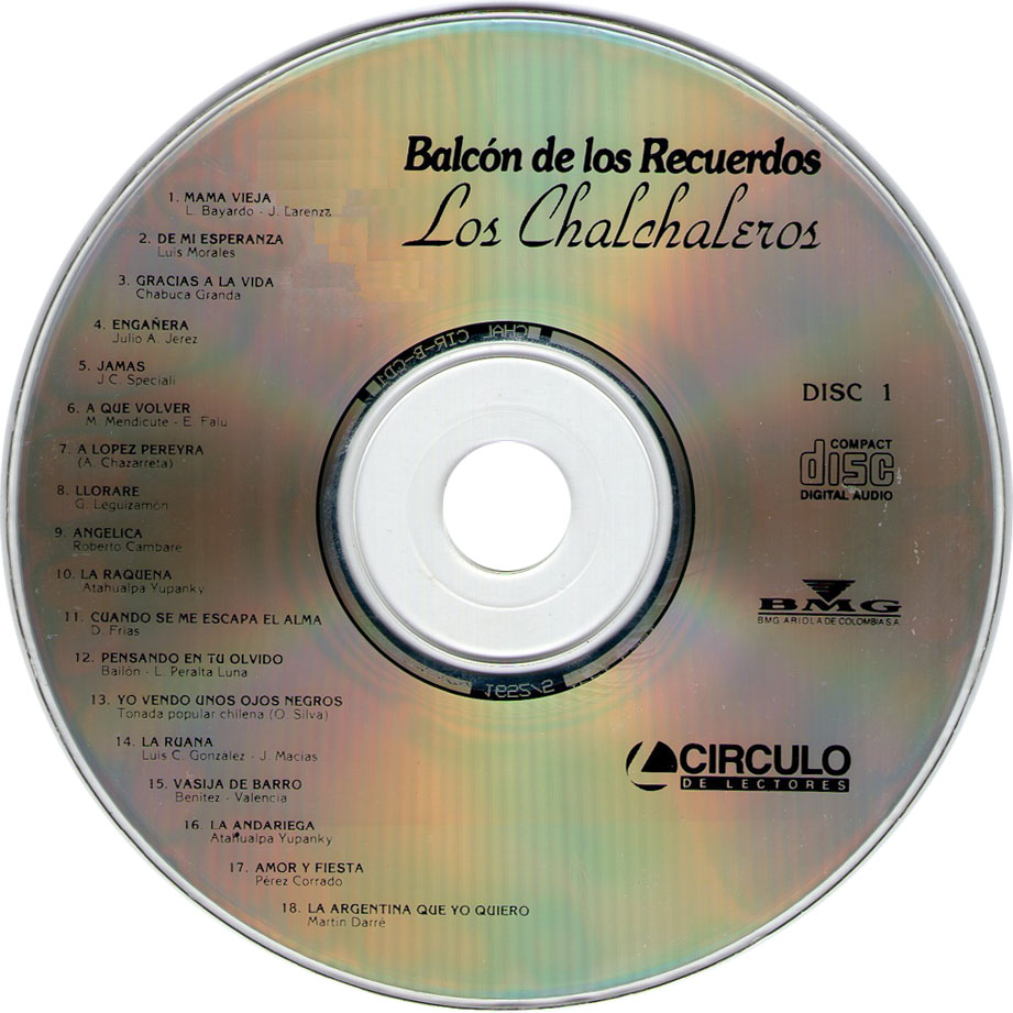 Cartula Cd1 de Los Chalchaleros - Balcon De Los Recuerdos