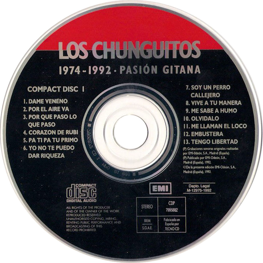Cartula Cd de Los Chunguitos - 1974-1992 Pasion Gitana