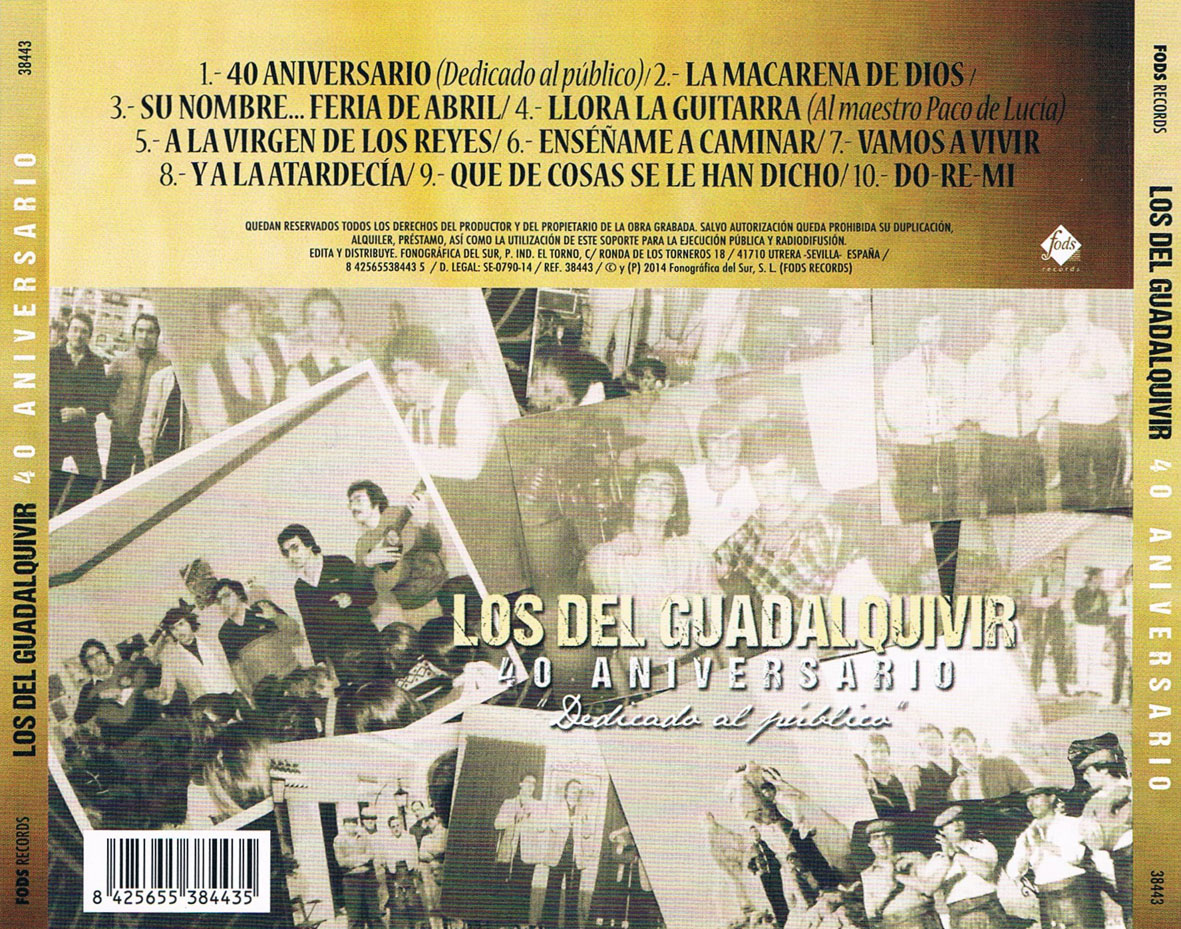Cartula Trasera de Los Del Guadalquivir - 40 Aniversario Dedicado Al Publico