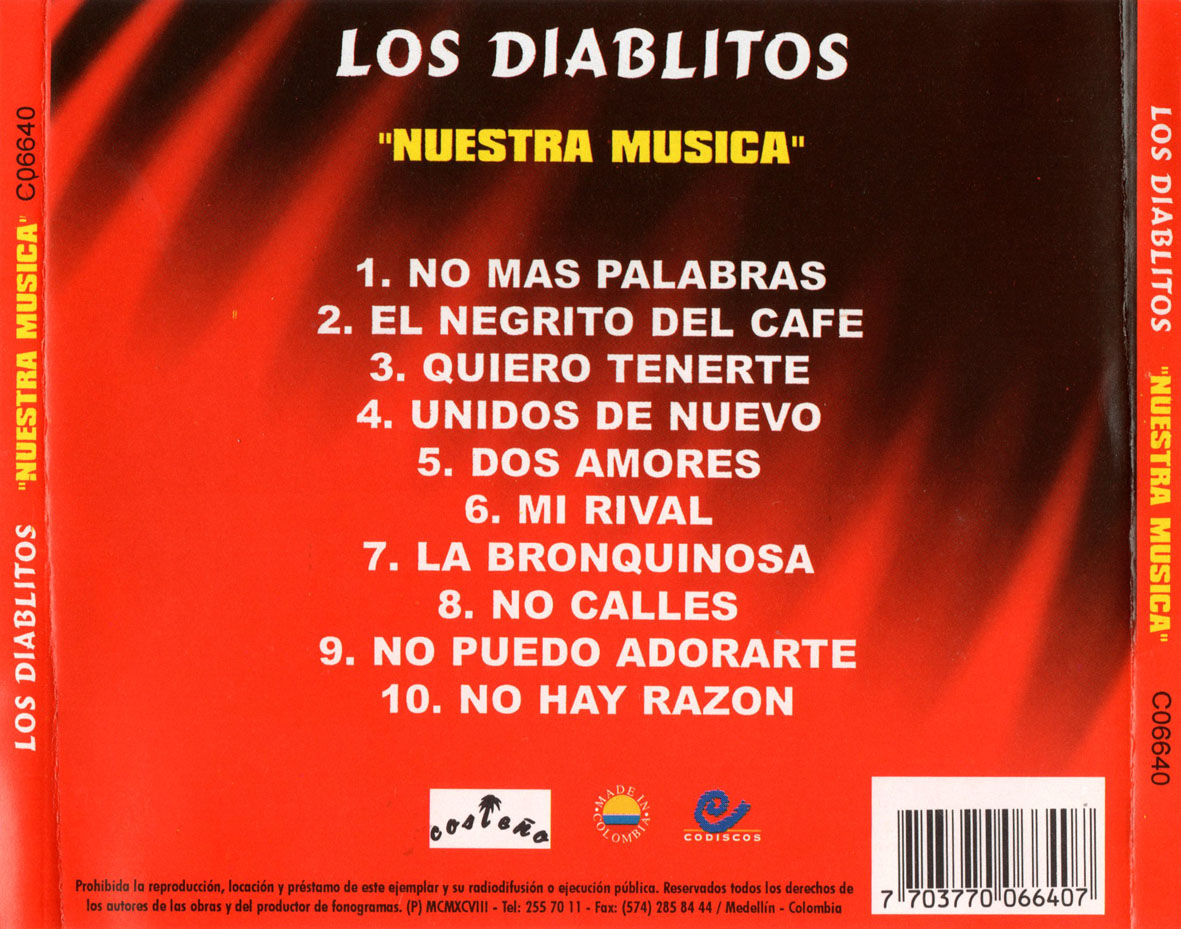 Cartula Trasera de Los Diablitos - Nuestra Musica