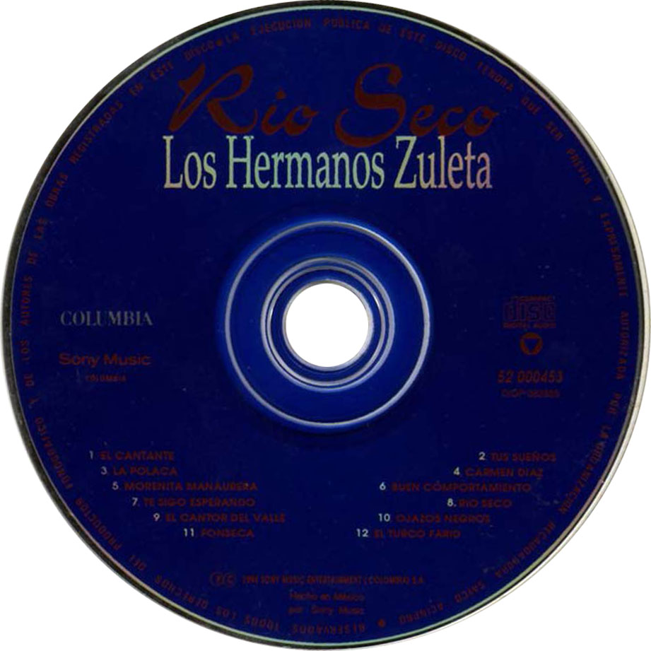 Cartula Cd de Los Hermanos Zuleta - Rio Seco