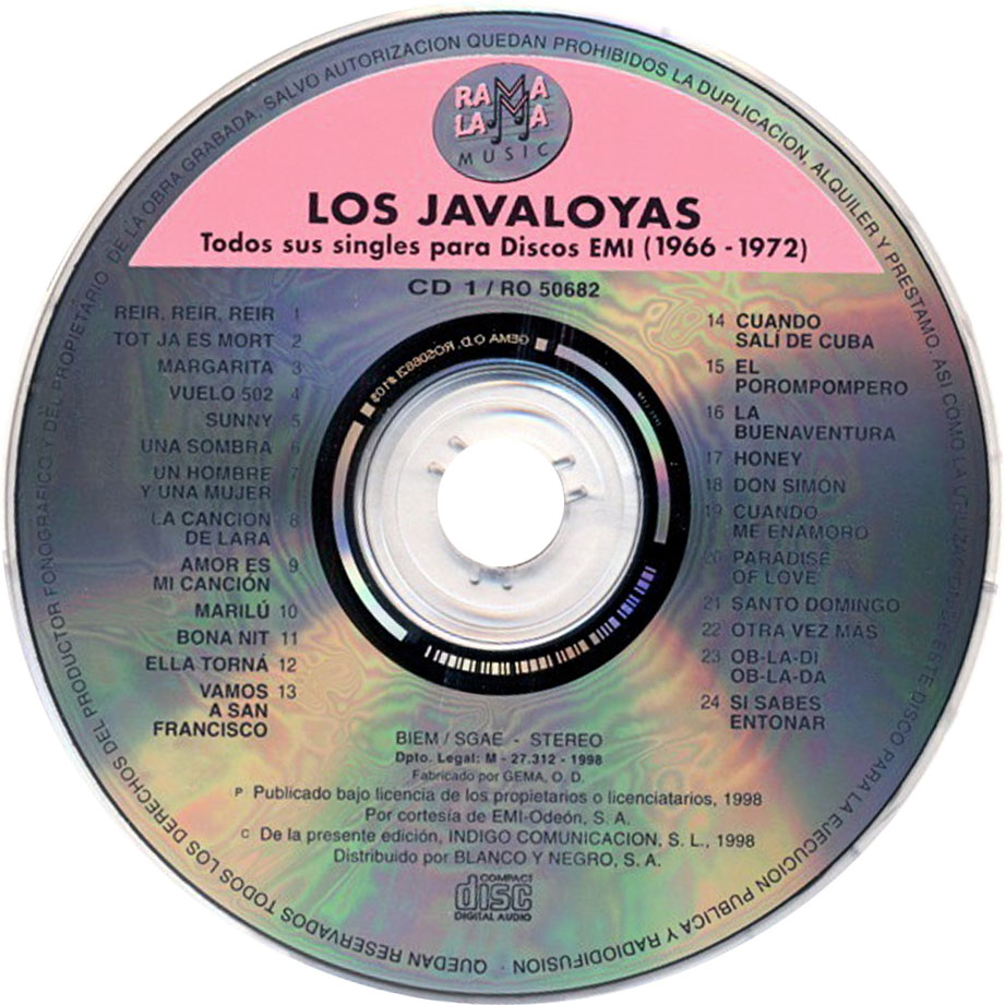 Carátula Cd1 de Los Javaloyas Todos Sus Singles Para Discos Emi (1966