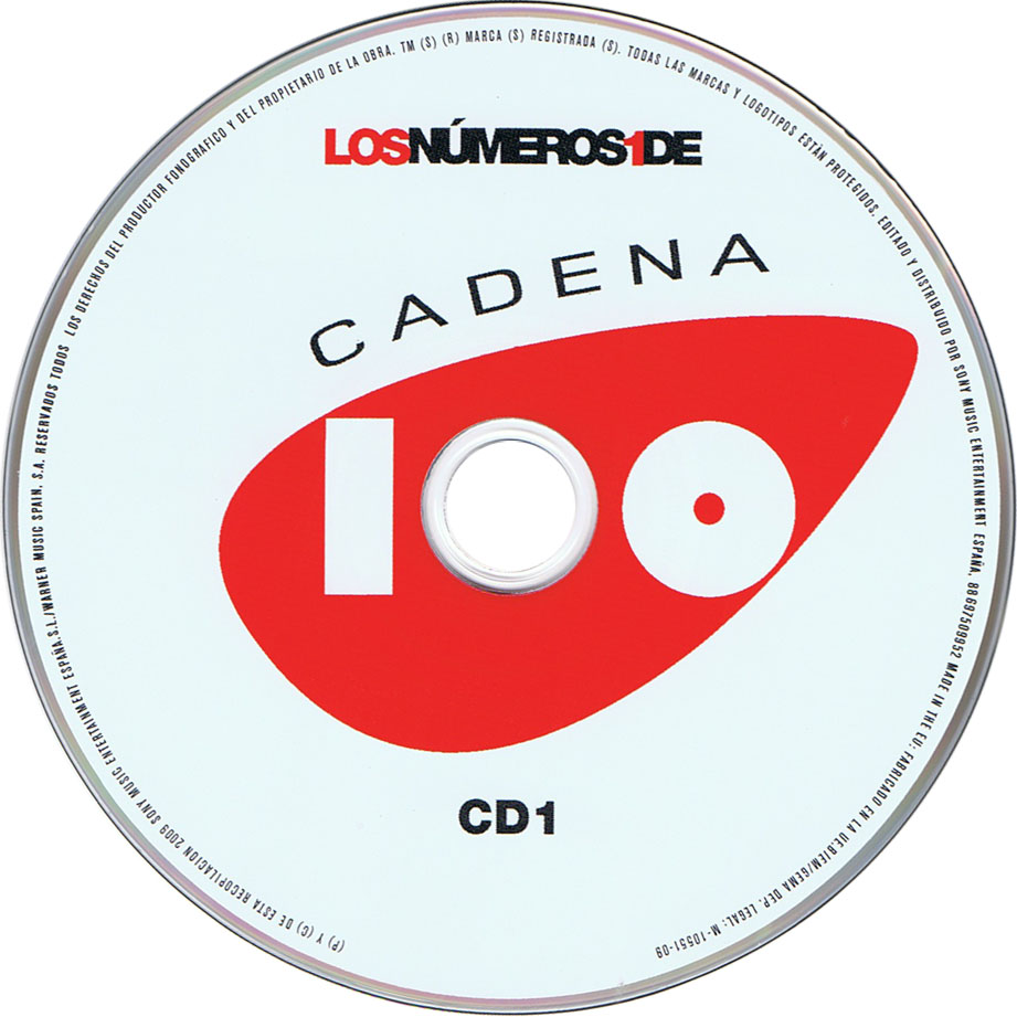 Cartula Cd1 de Los Numeros Uno De Cadena 100 (2009)