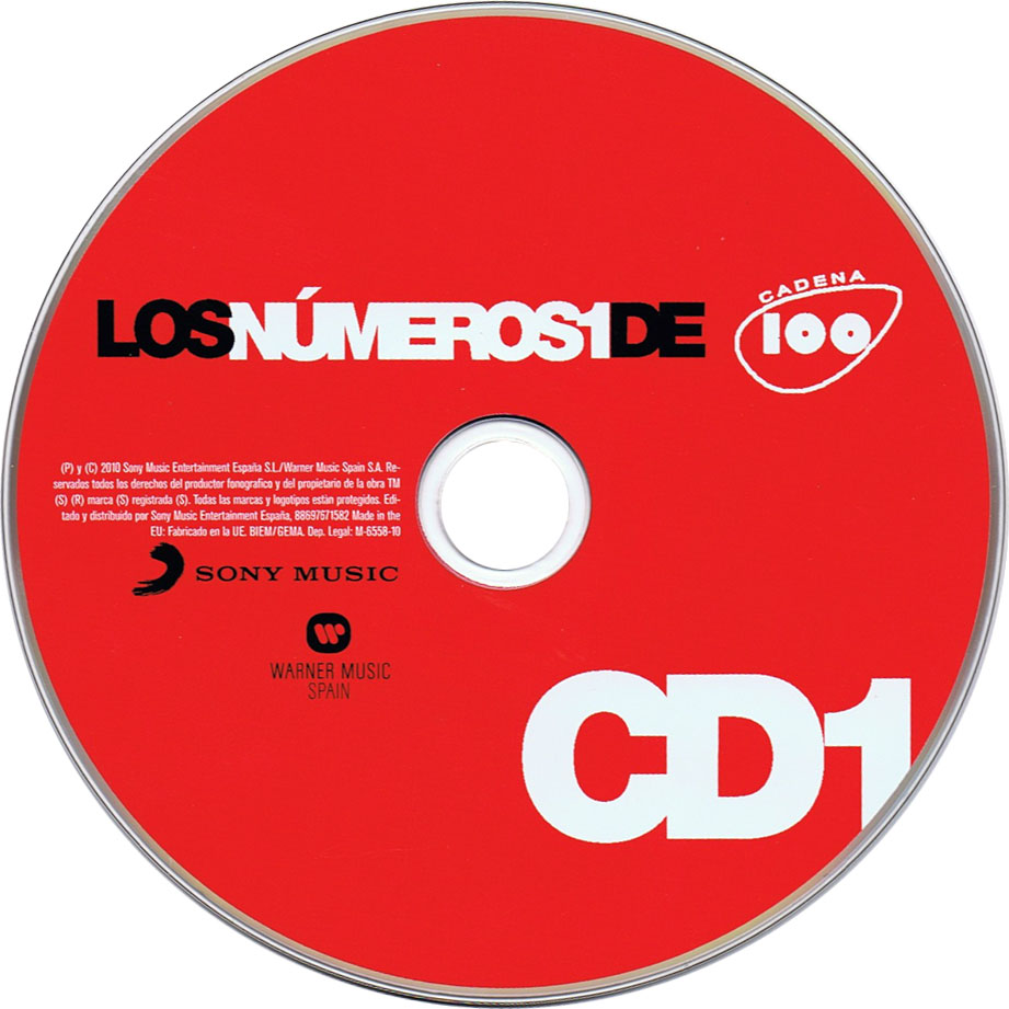 Cartula Cd1 de Los Numeros Uno De Cadena 100 (2010)