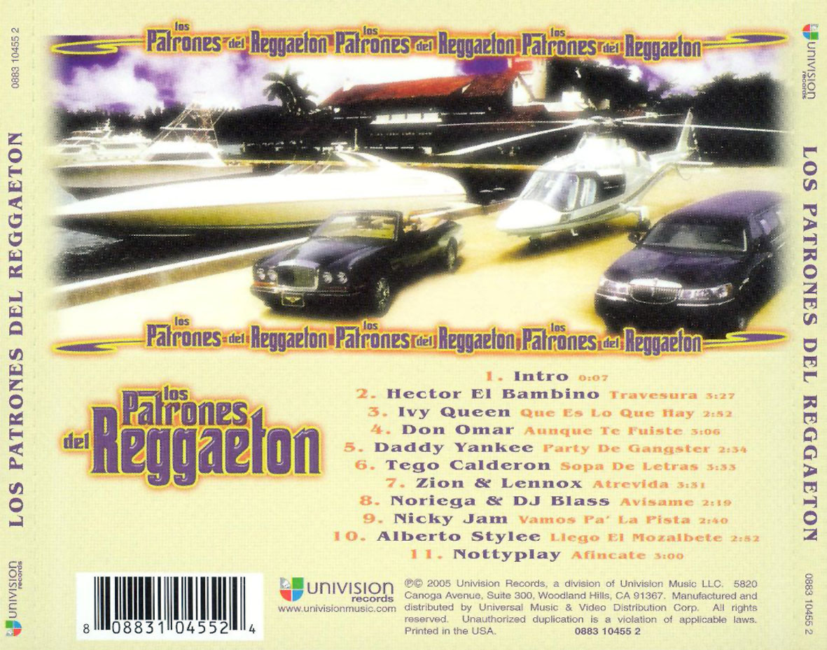 Cartula Trasera de Los Patrones Del Reggaeton