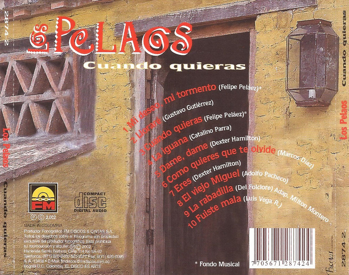 Cartula Trasera de Los Pelaos - Cuando Quieras