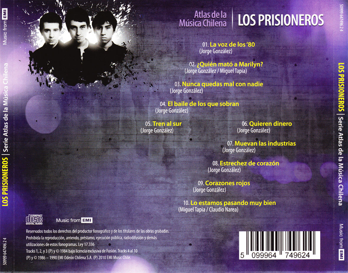 Cartula Trasera de Los Prisioneros - Atlas De La Musica Chilena