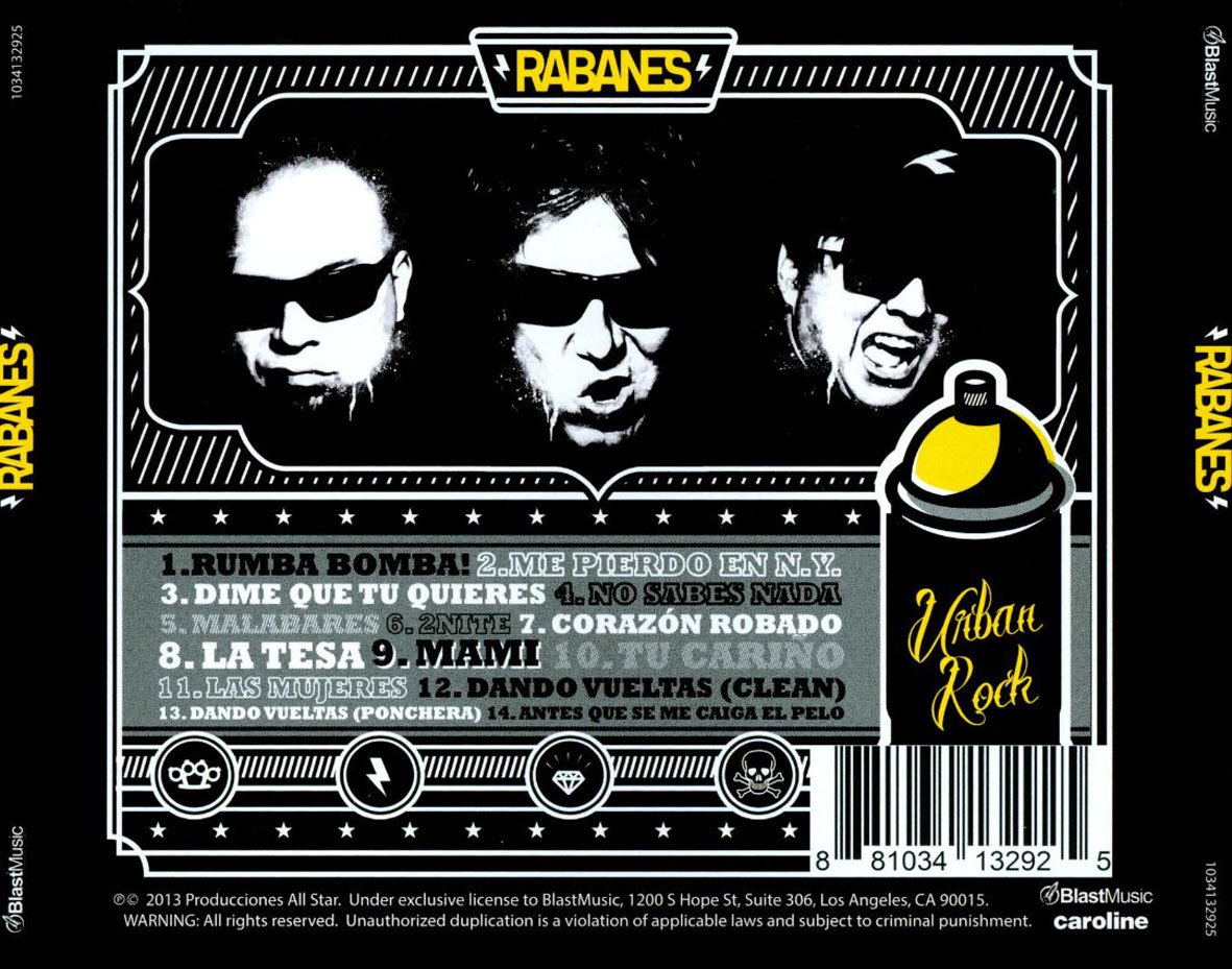Cartula Trasera de Los Rabanes - Urban Rock