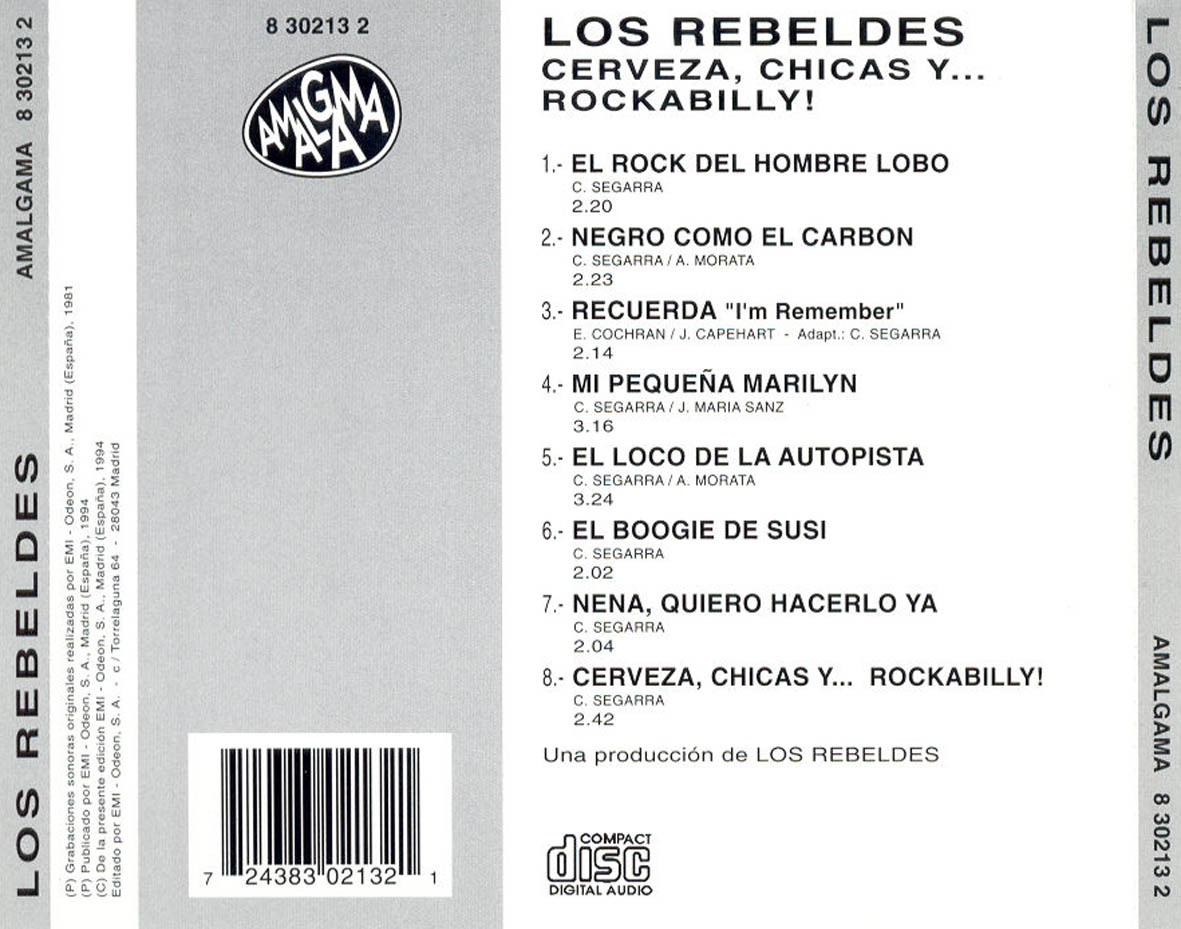 Cartula Trasera de Los Rebeldes - Cerveza, Chicas Y... Rockabilly!
