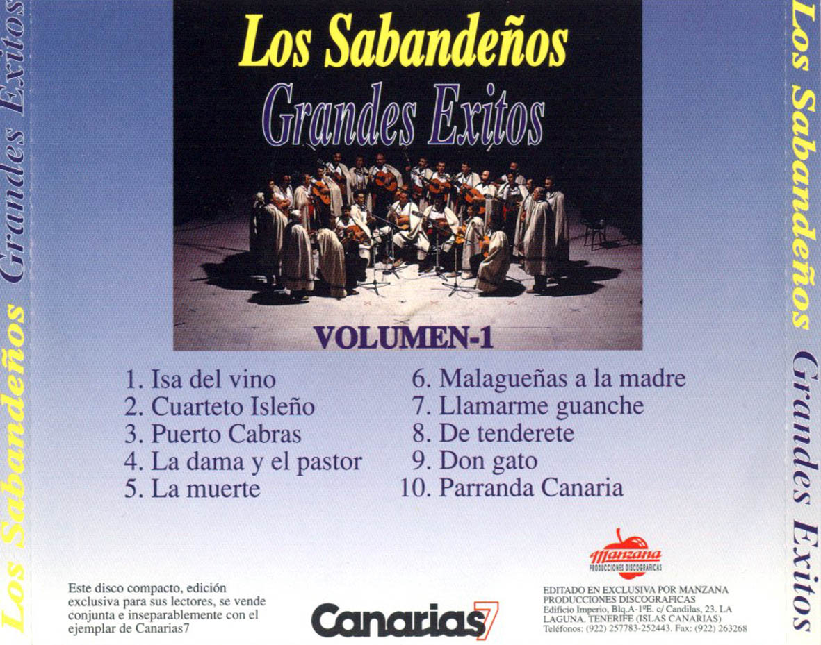 Cartula Trasera de Los Sabandeos - Grandes Exitos Volumen 1
