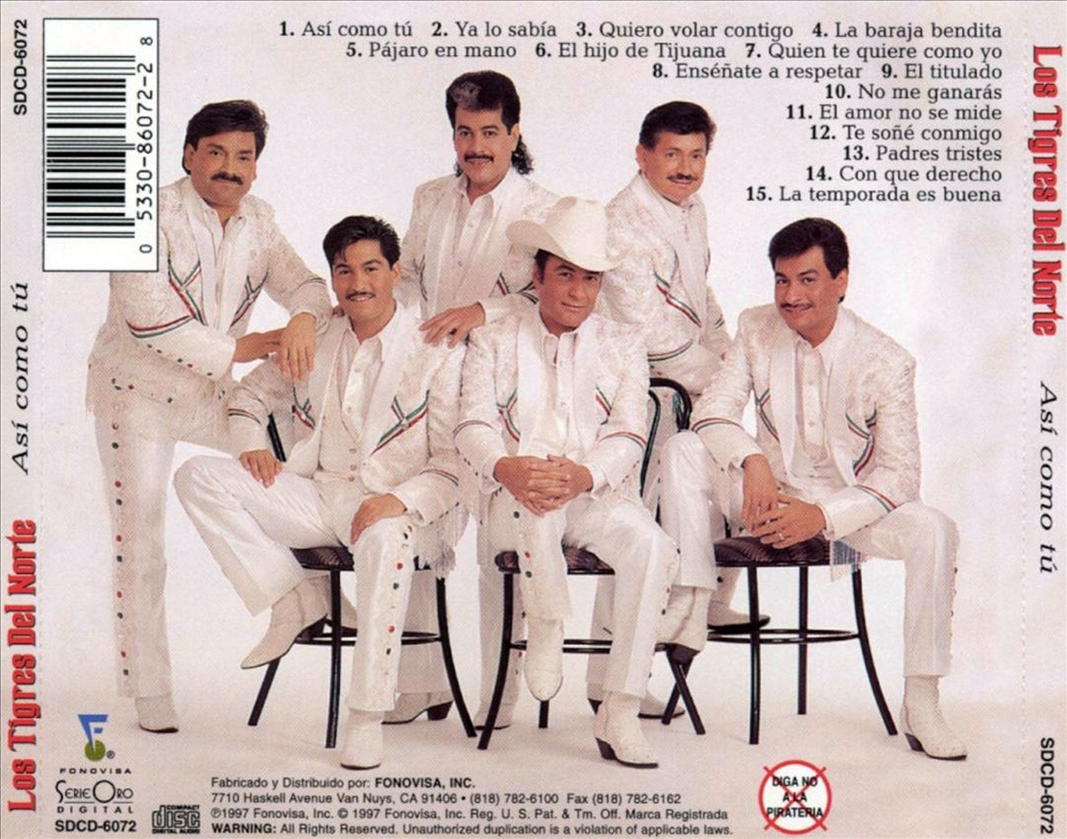 Cartula Trasera de Los Tigres Del Norte - Asi Como Tu