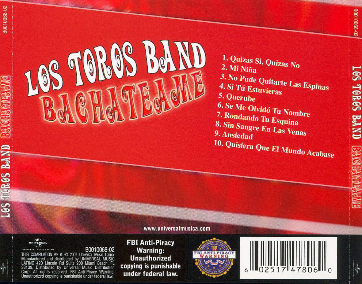 Cartula Trasera de Los Toros Band - Bachateame