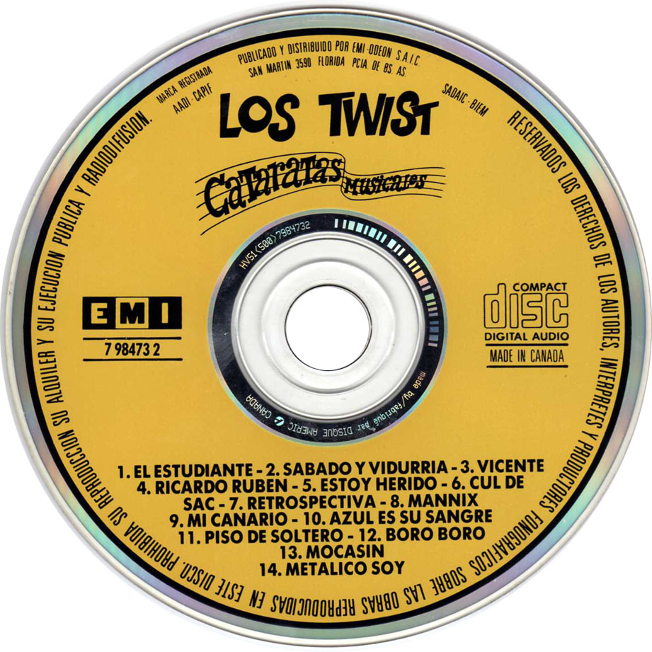 Cartula Cd de Los Twist - Cataratas Musicales