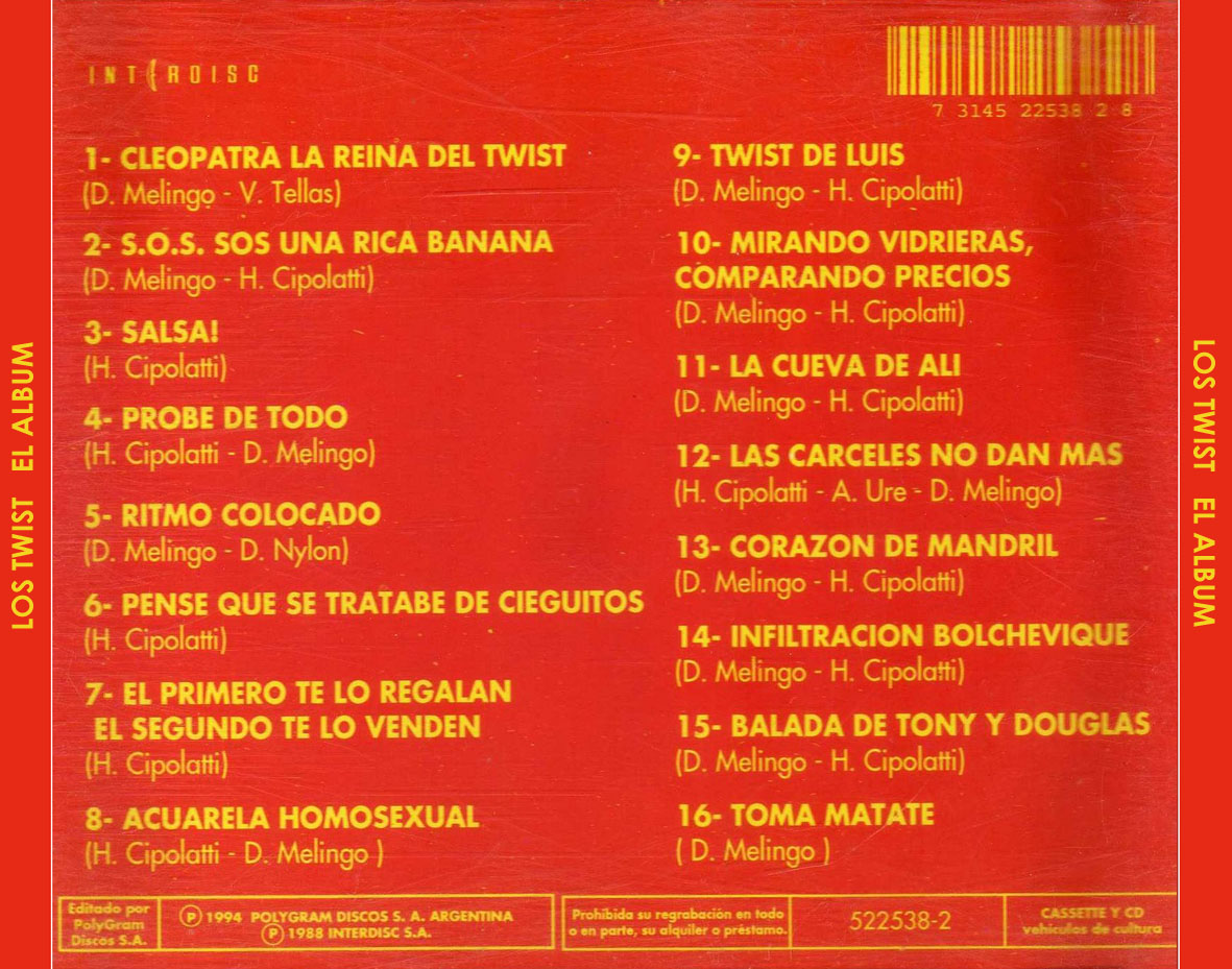 Cartula Trasera de Los Twist - El Album
