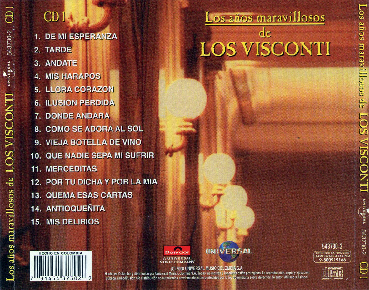 Cartula Trasera de Los Visconti - Los Aos Maravillosos De Los Visconti Cd1