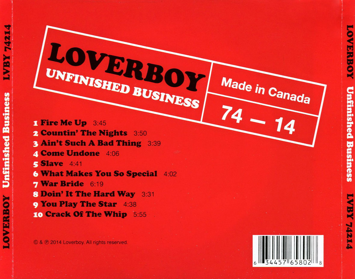 Cartula Trasera de Loverboy - Unfinished Business