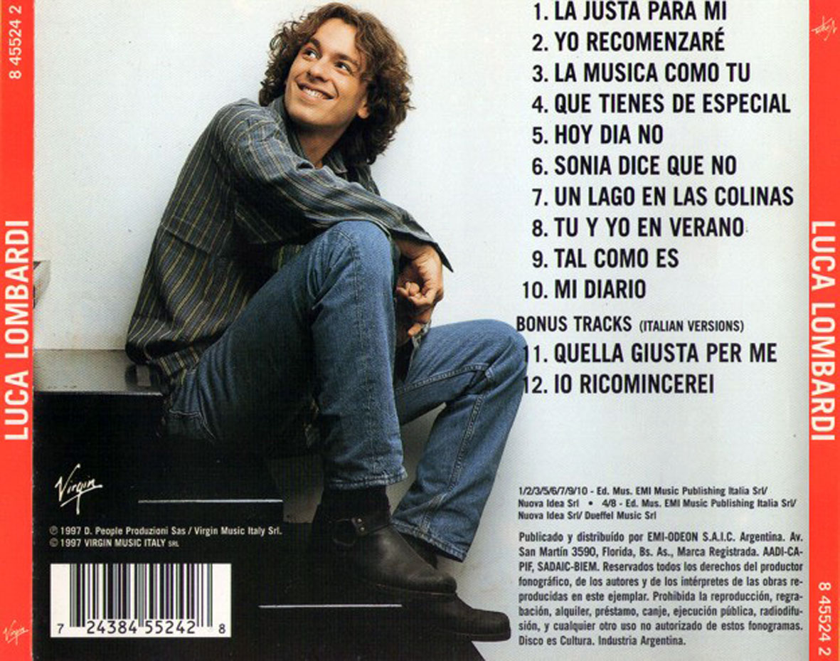 Cartula Trasera de Luca Lombardi - Luca Lombardi