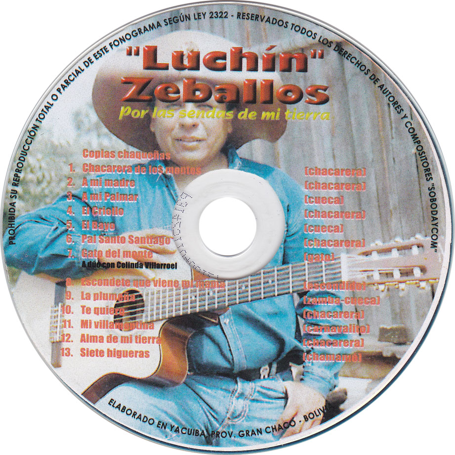 Cartula Cd de Luchin Zeballos - Por Las Sendas De Mi Tierra