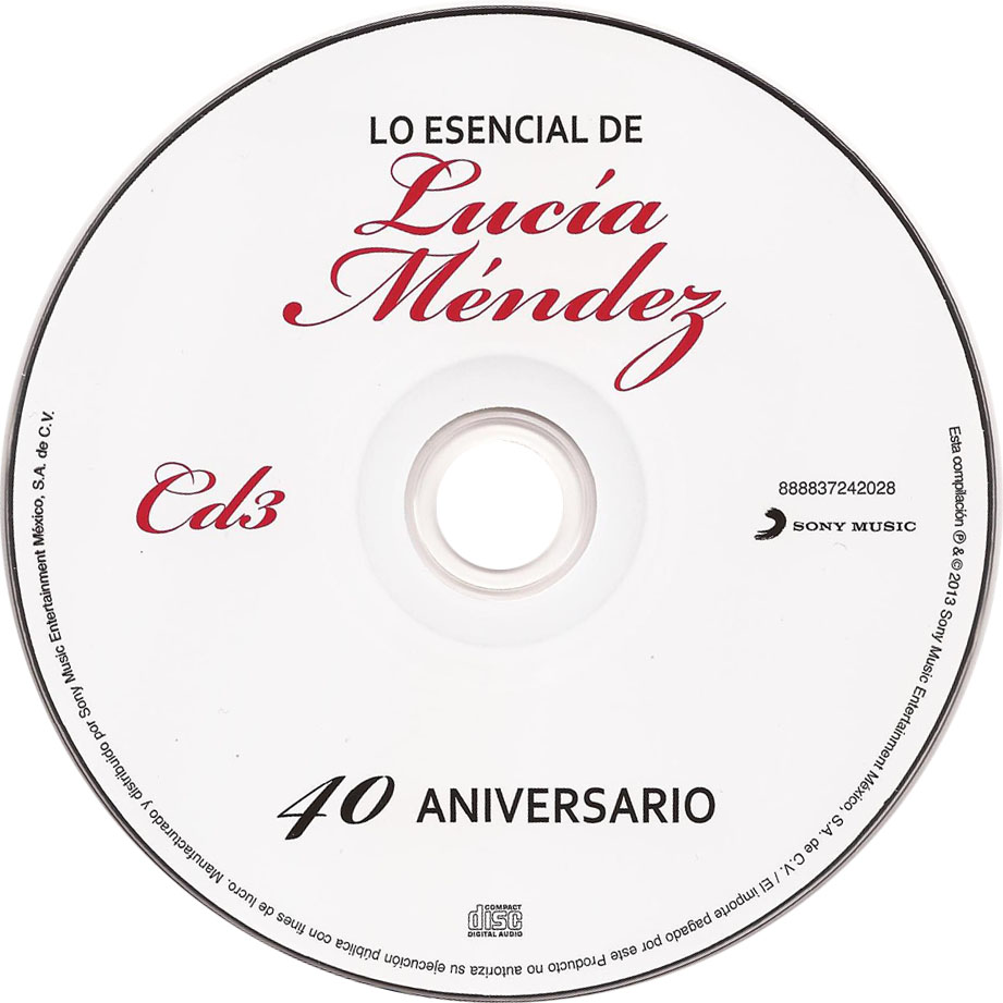 Cartula Cd3 de Lucia Mendez - Lo Esencial De Lucia Mendez