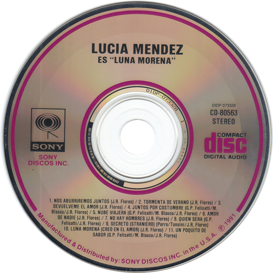 Cartula Cd de Lucia Mendez - Lucia Es Luna Morena (1991)