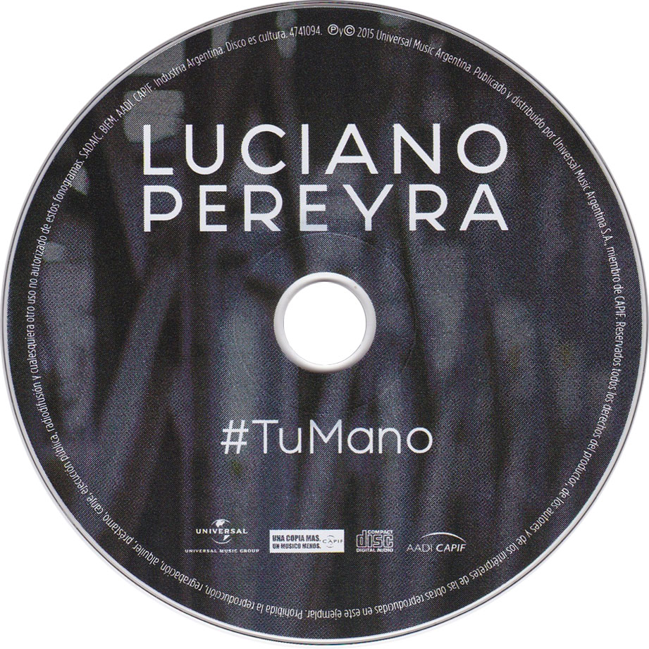 Cartula Cd de Luciano Pereyra - Tu Mano