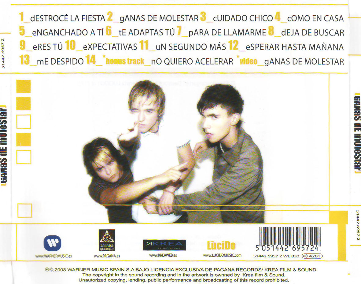 Cartula Trasera de Lucido - Ganas De Molestar
