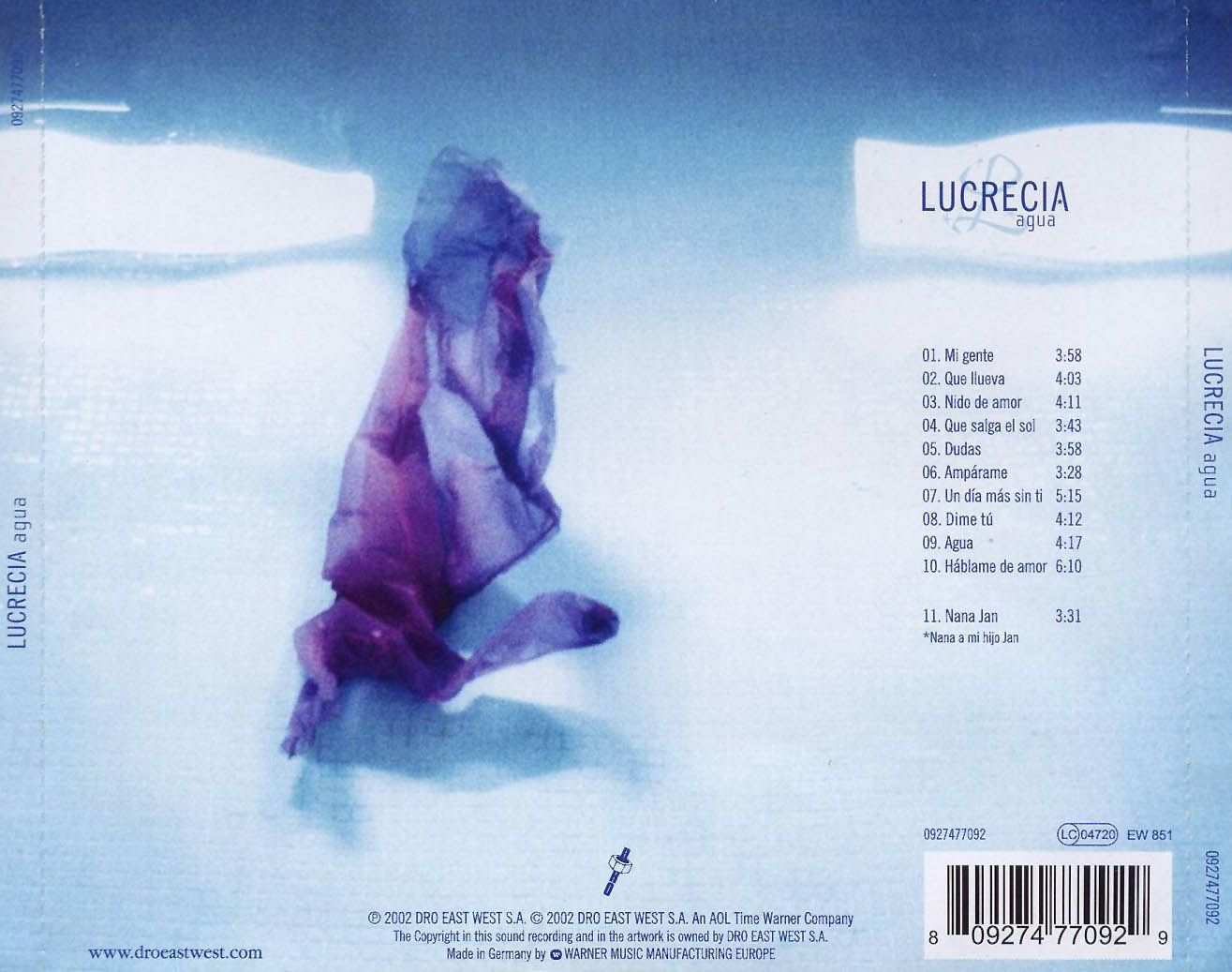 Cartula Trasera de Lucrecia - Agua