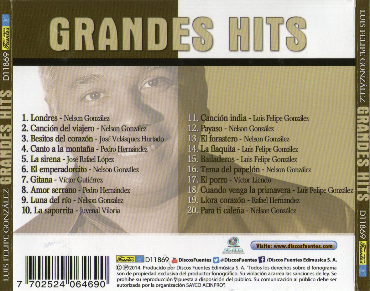 Cartula Trasera de Luis Felipe Gonzalez - Grandes Hits