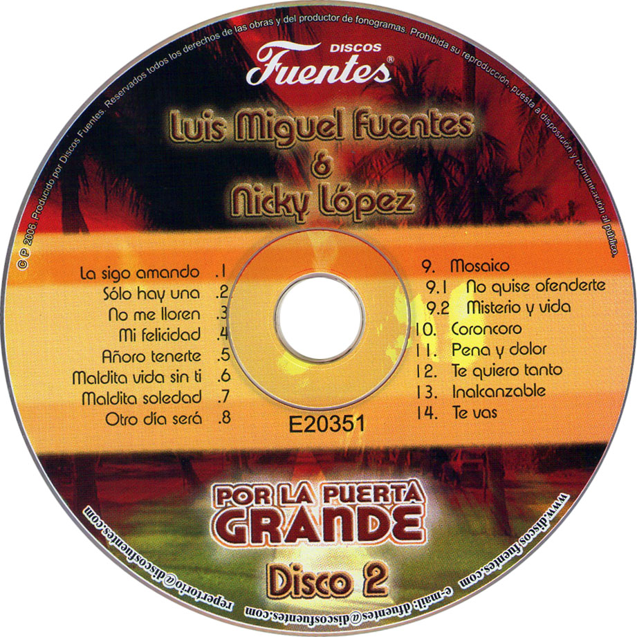 Cartula Cd2 de Luis Miguel Fuentes & Nicky Lopez - Por La Puerta Grande