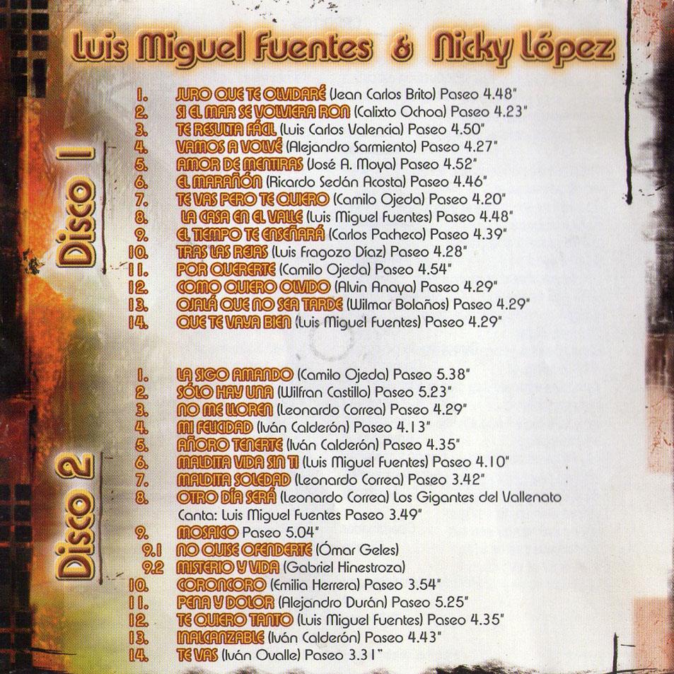 Cartula Interior Frontal de Luis Miguel Fuentes & Nicky Lopez - Por La Puerta Grande