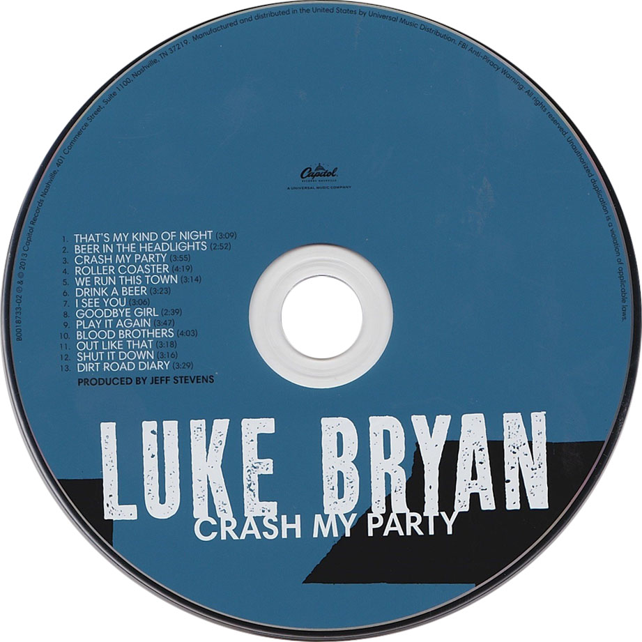Cartula Cd de Luke Bryan - Crash My Party
