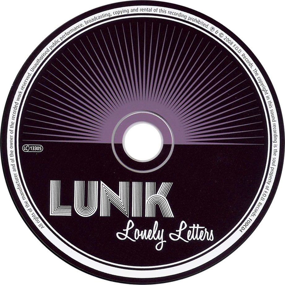 Cartula Cd de Lunik - Lonely Letters