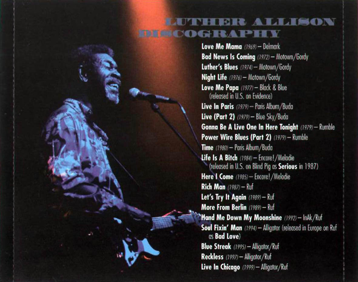 Cartula Interior Trasera de Luther Allison - Live In Chicago