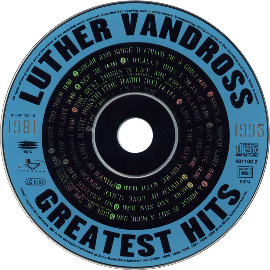Cartula Cd de Luther Vandross - Greatest Hits 1981-1995