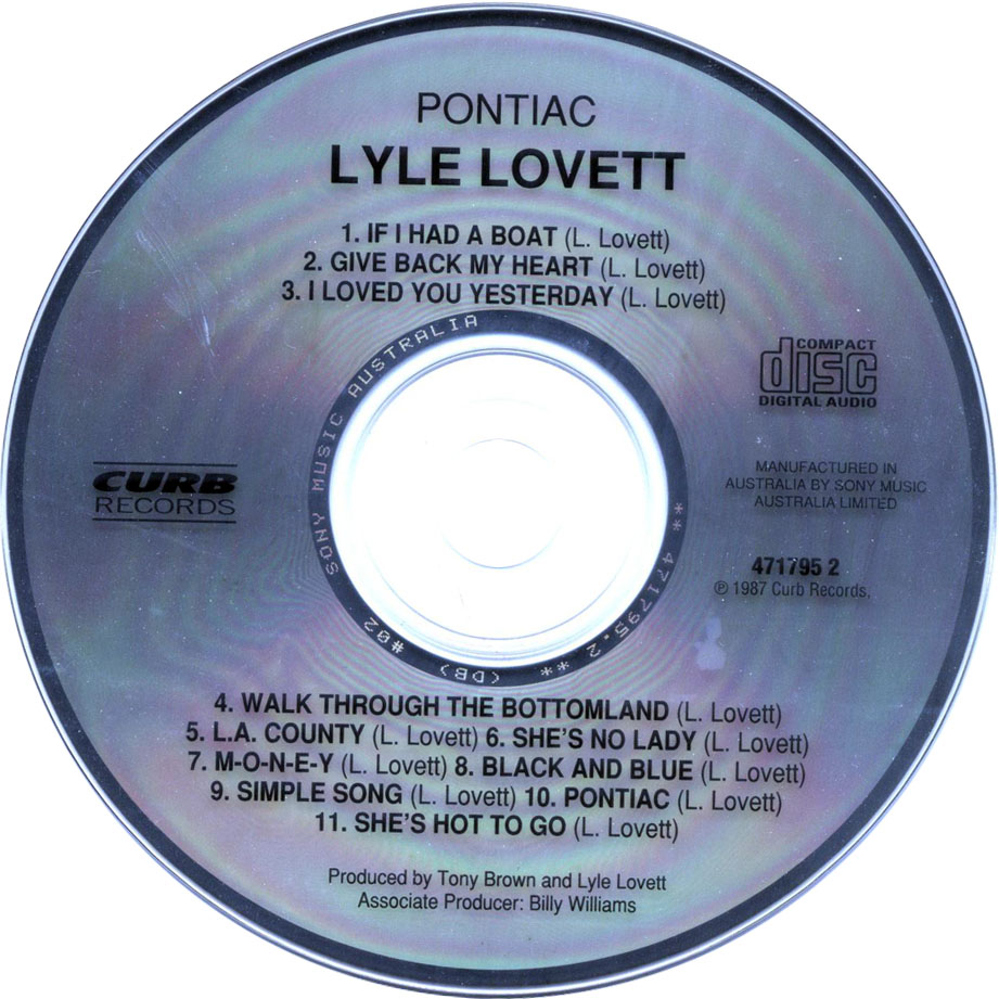 Cartula Cd de Lyle Lovett - Pontiac