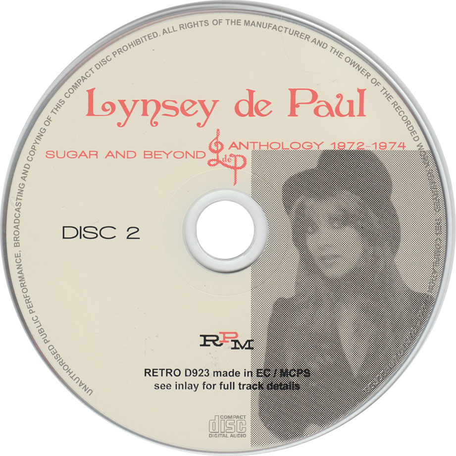 Cartula Cd2 de Lynsey De Paul - Sugar And Beyond: Anthology 1972-1974
