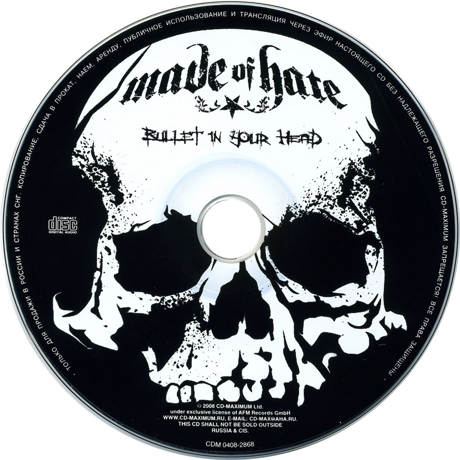 Cartula Cd de Made Of Hate - Bullet In Your Head