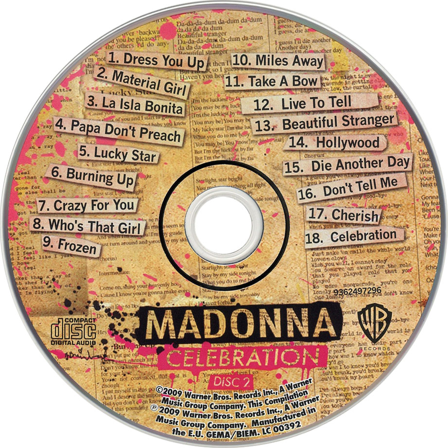 Cartula Cd2 de Madonna - Celebration (2 Cds)