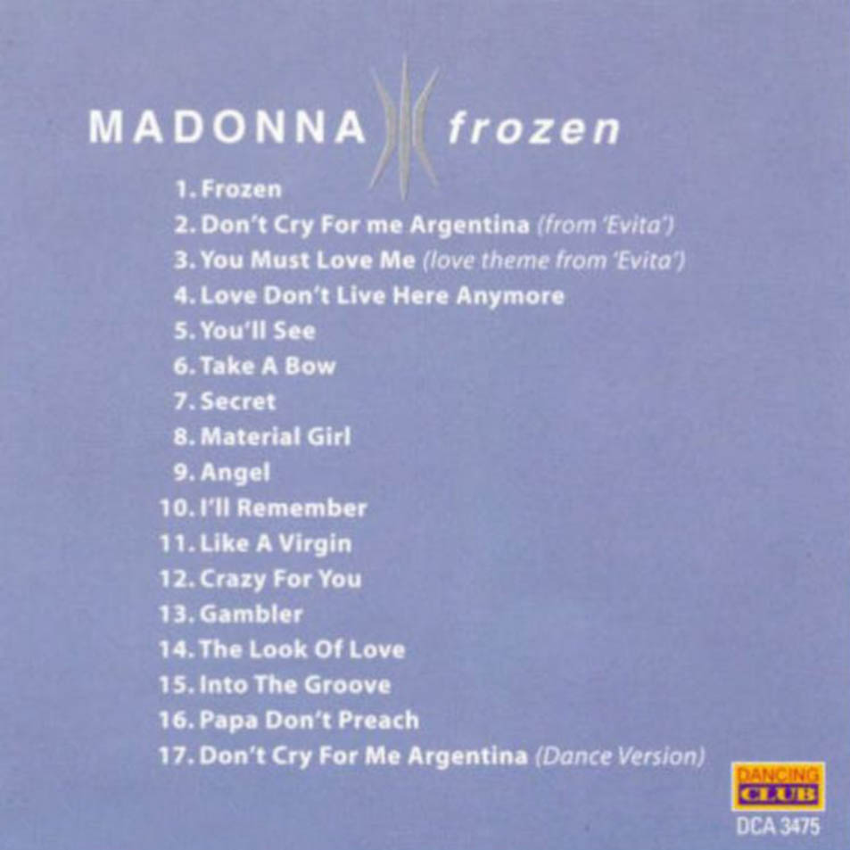 Cartula Interior Frontal de Madonna - Frozen