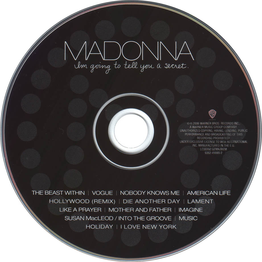 Cartula Cd de Madonna - I'm Going To Tell You A Secret