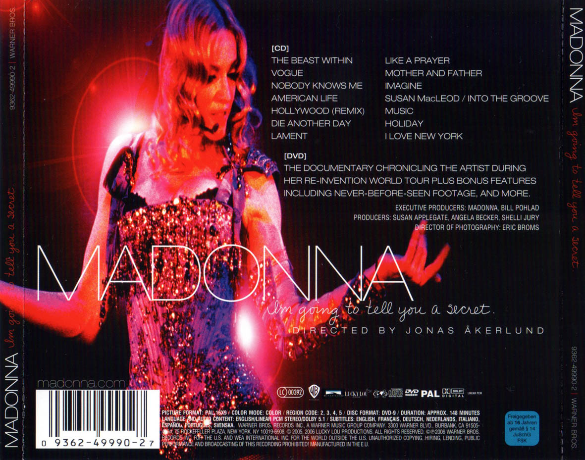 Cartula Trasera de Madonna - I'm Going To Tell You A Secret
