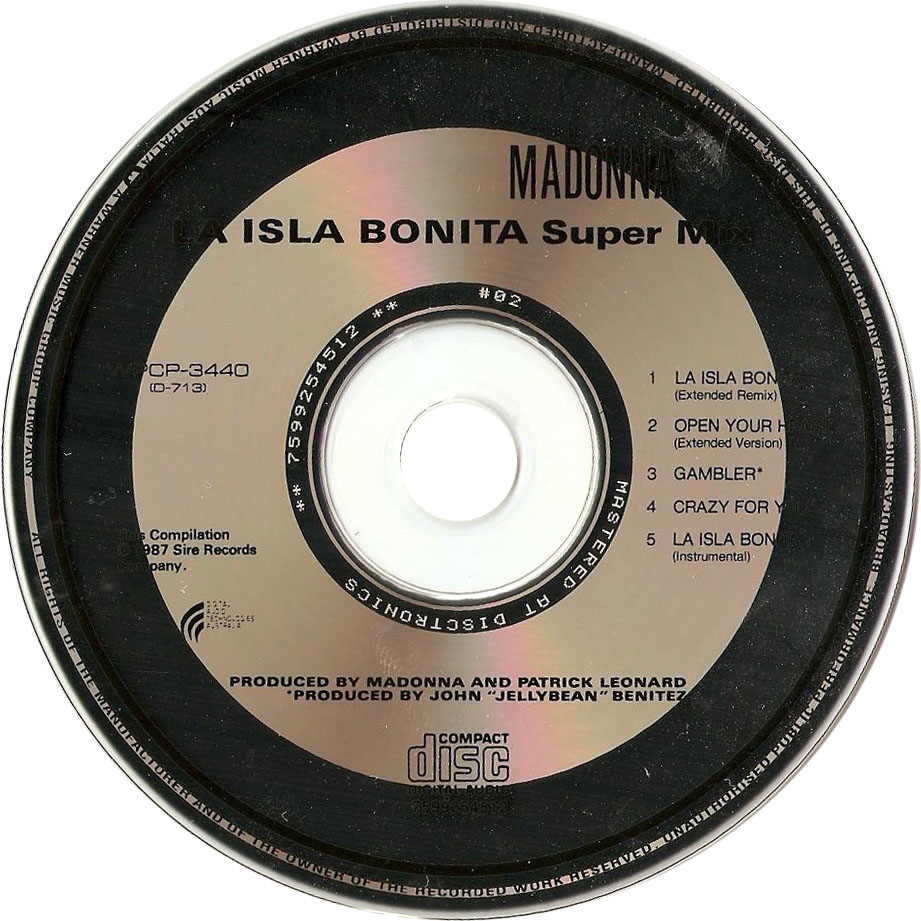 Cartula Cd de Madonna - La Isla Bonita (Cd Single)