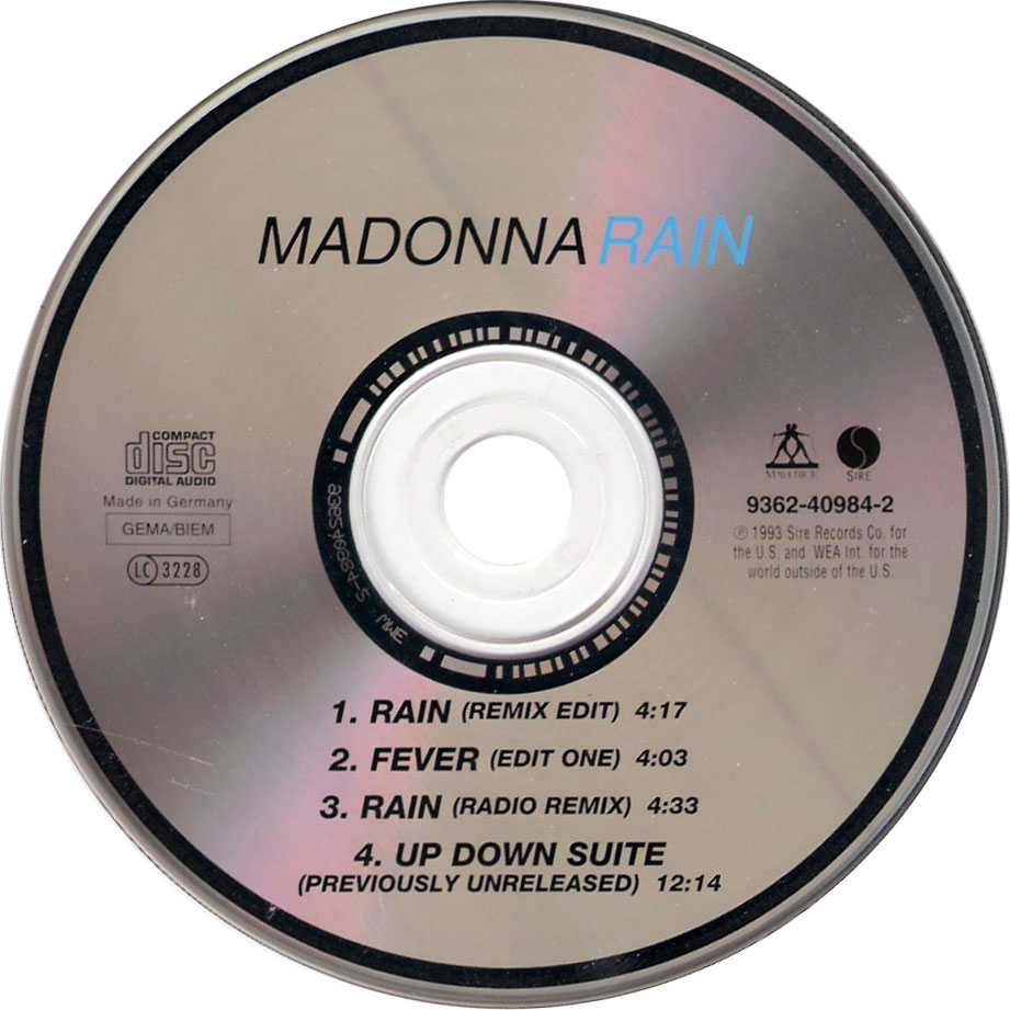 Cartula Cd de Madonna - Rain (Cd Single)