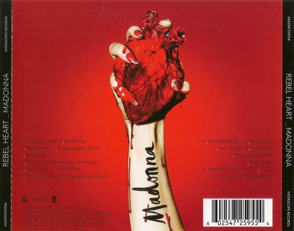 Cartula Trasera de Madonna - Rebel Heart (Deluxe Edition)