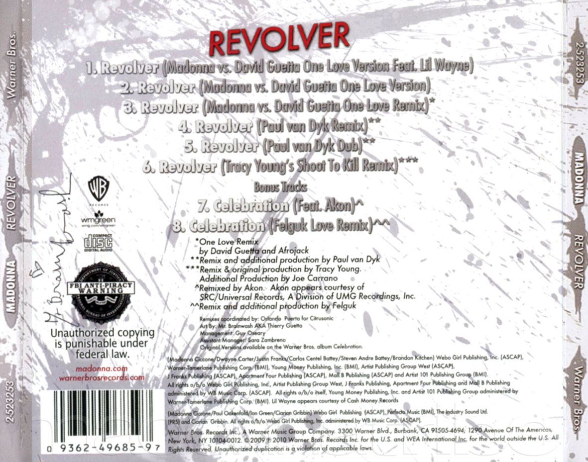 Cartula Trasera de Madonna - Revolver (Cd Single)