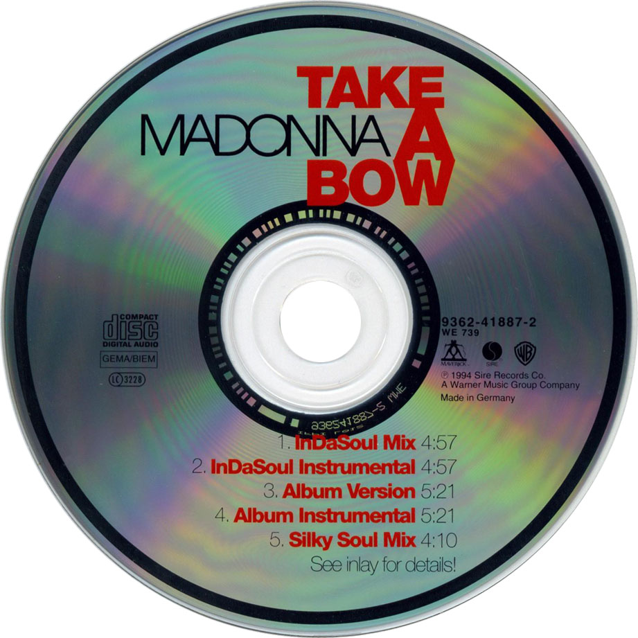 Cartula Cd de Madonna - Take A Bow (Cd Single)
